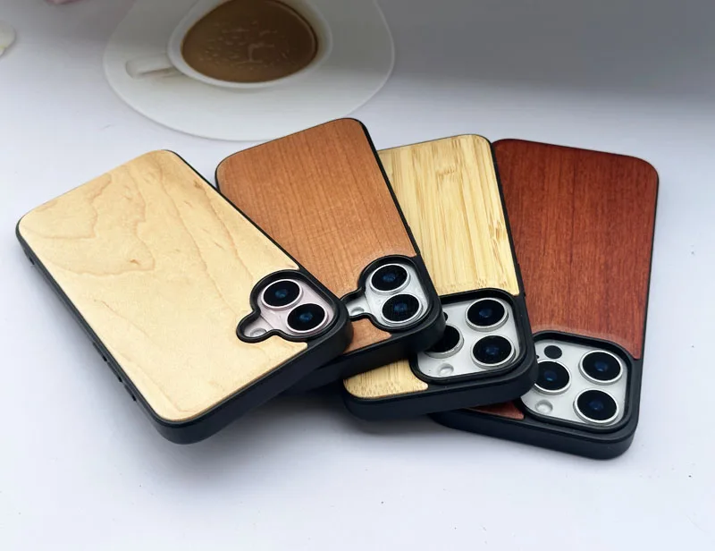Retro Solid Wooden Mobile Phone Case Shockproof Custom Wood Cover TPU Bamboo Cases for Iphone 16 Pro Max 15 16plus 14 13 12 11