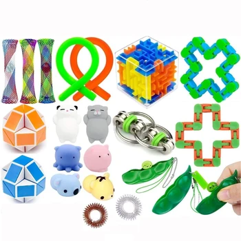 22 Pack Sensory Fidget Toys Set Push Pop Bubble Mochi Simple Dimple ...