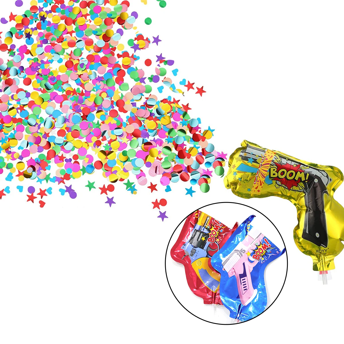Explosive Hand-held Inflatable Fireworks Gun Confetti Shooter for Graduation Party Supplies Balloon Confetti Poppers