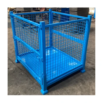 Heavy Duty Collapsible Folding Stackable Metal Steel Pallet Warehouse Storage Cage