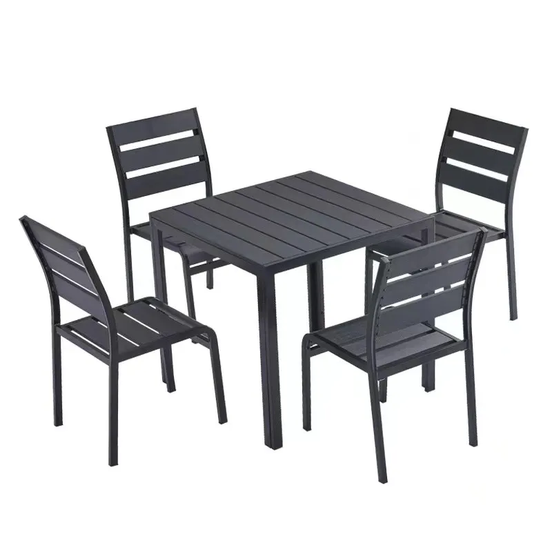 Home Hotel Restaurant Patio Garden Furniture Dining Table Set Aluminum Rattan Plastic Wood