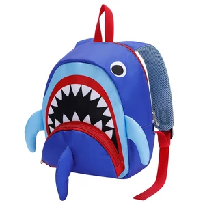 Custom logo Mini Cartoon 3d Shark Boys Plush School Kids Bags Backpack