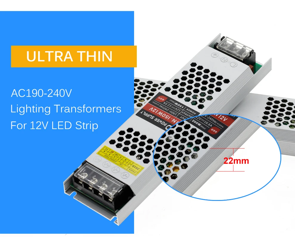 Ultra Thin Led Power Supply Dc 12v 24v Lighting Transformers 60w 100w