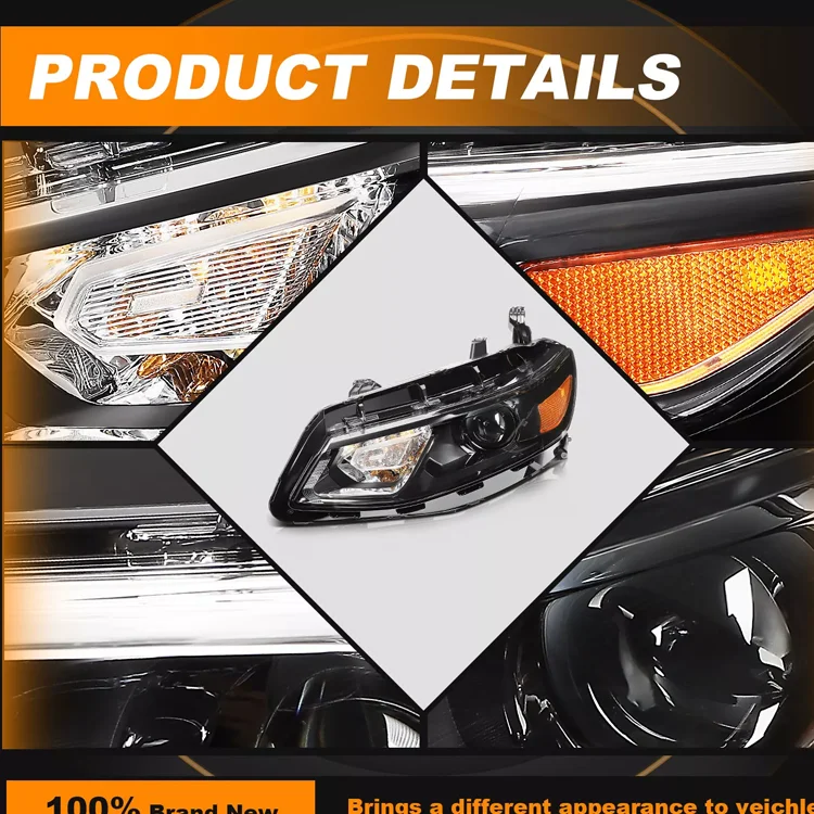 High Quality Headlight Assembly for Chevy Malibu 2016 2017 2018 Left+Right Pair Black Housing