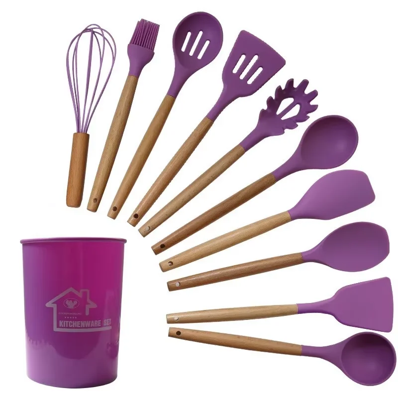 product customized wholesale high quality silicone kitchen utensils set high temperature spatula spoon silicone spatula kitchenware set-9