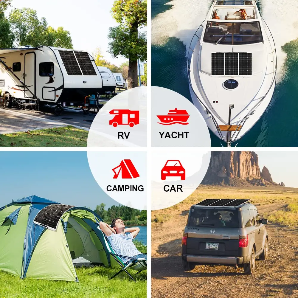 Panneau Solaire Flexible Dokio 100W/200W – étanche, Pour Camping-car, MC4