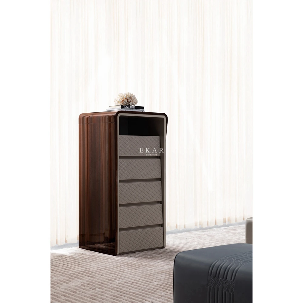 product modern deluxe style wooden high gloss tall 5 drawer chest-60