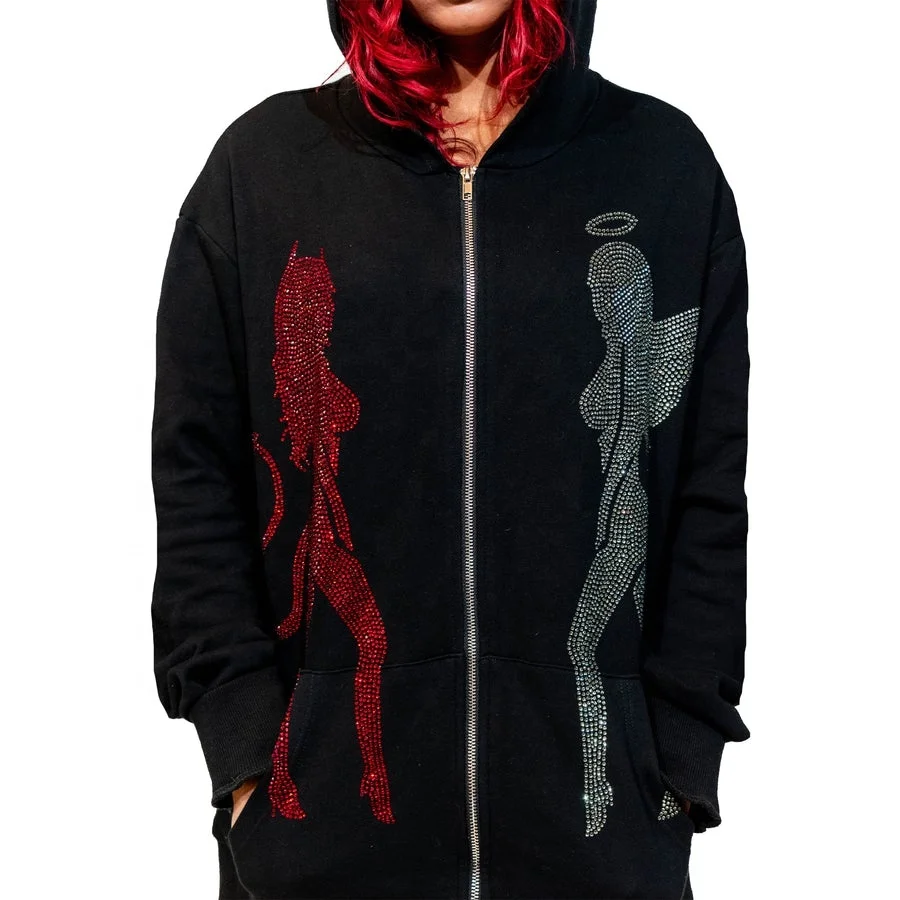 Custom Fleece Rhinestone Men's Hoodies & Sweatshirts Jackets Full Body