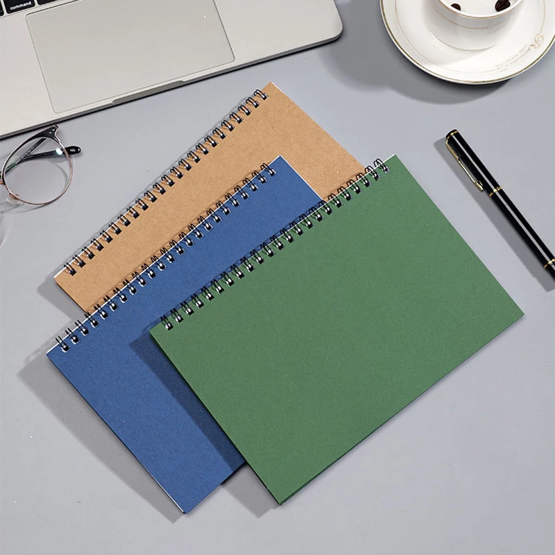 Custom logo print a5 kraft paper cover with printed spiral notebook cover coil notebook a5 cheap promotion notebook