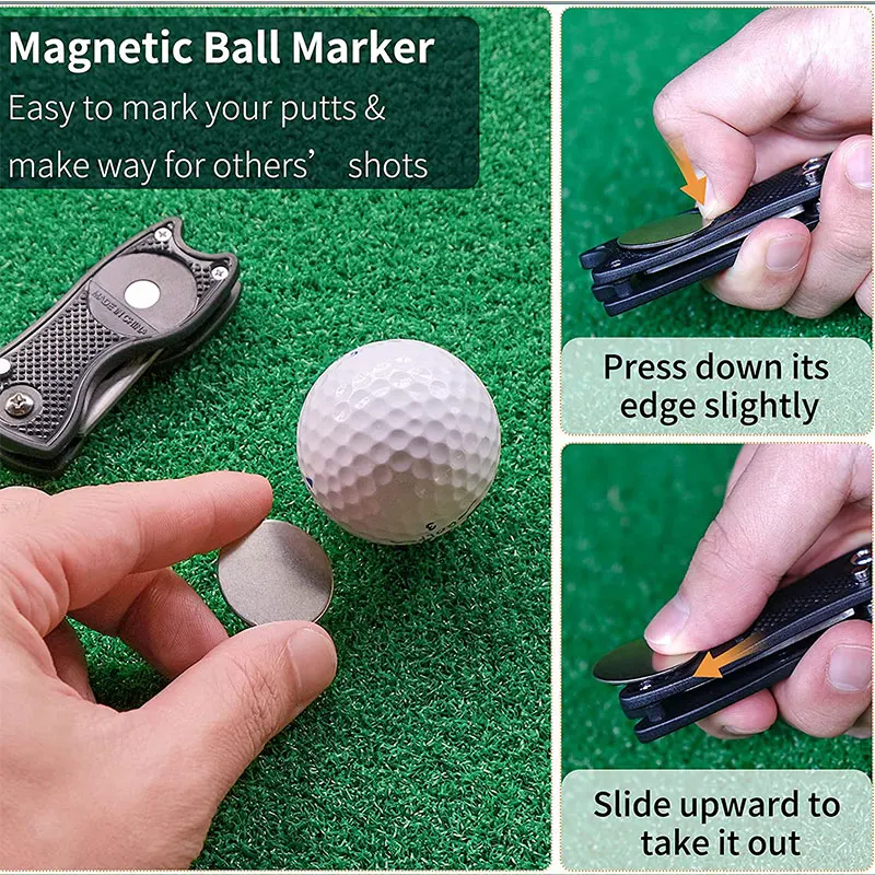 Foldable Metal Pitch Fork Switchblade Golf Ball Markers Magnetic Hat ...