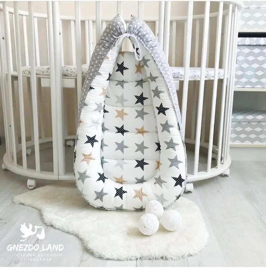 
 Сверхмягкая дышащая детская кровать Aoyatex для новорожденных, портативный детский шезлонг, хлопковое детское гнездо для сна  