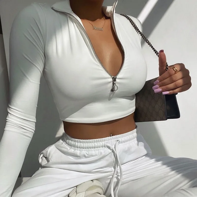 crop top moletom com capuz with chains