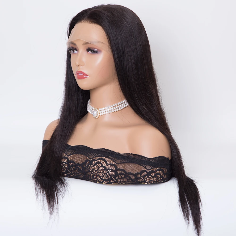 18 inch natural black color HD full lace wigs human remy hair wigs for women