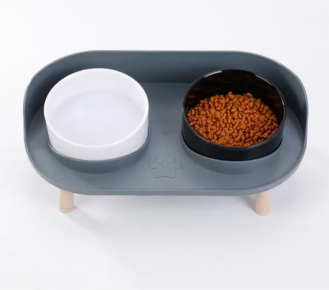 Anti-upset Double Pet Bowls & Feeders Leak-proof Dog Bowls Elevated Dog Bowl Stand
