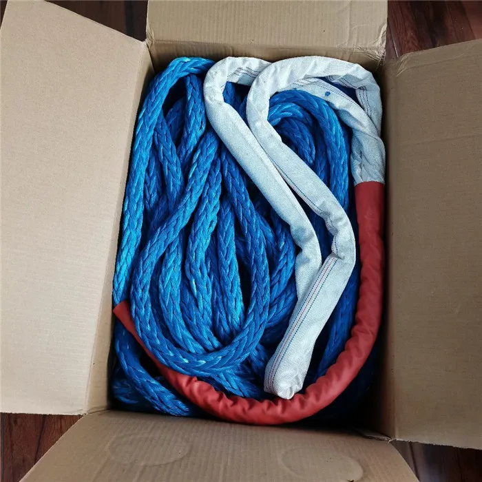 Double Braided Polyester Covered 12 Strand UHMWPE Rope 32mmx220m For Marine Engineering