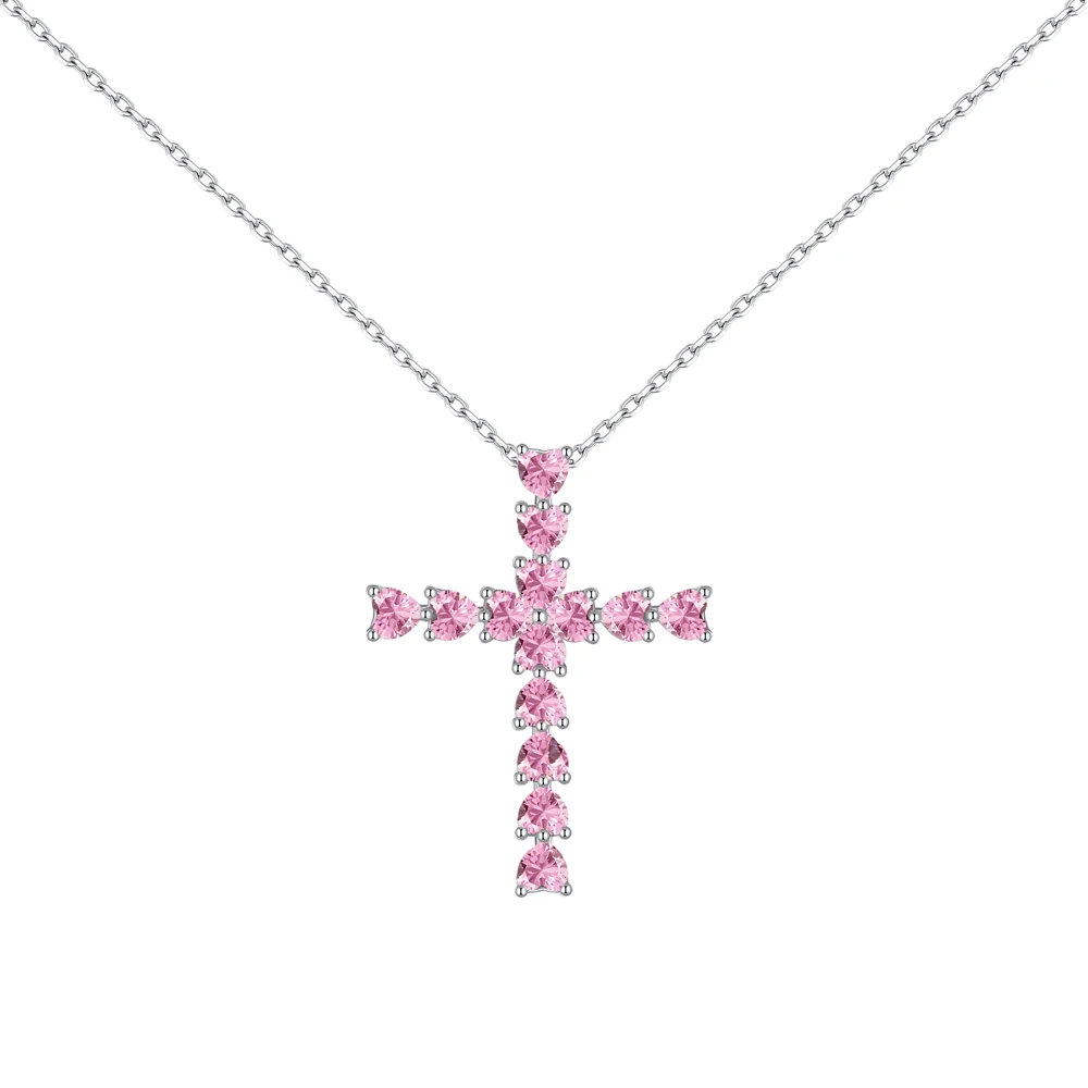Y2k 925 Sterling Silver Cross Pendant Necklace with CZ Gold