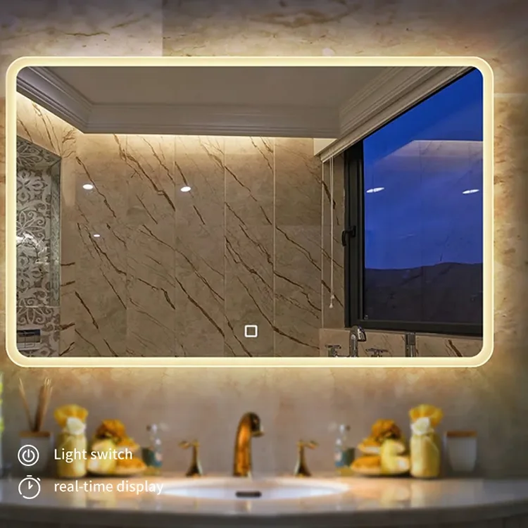 Guys Custom Modern Smart Led Bath Mirror Touch Screen Control Hotel