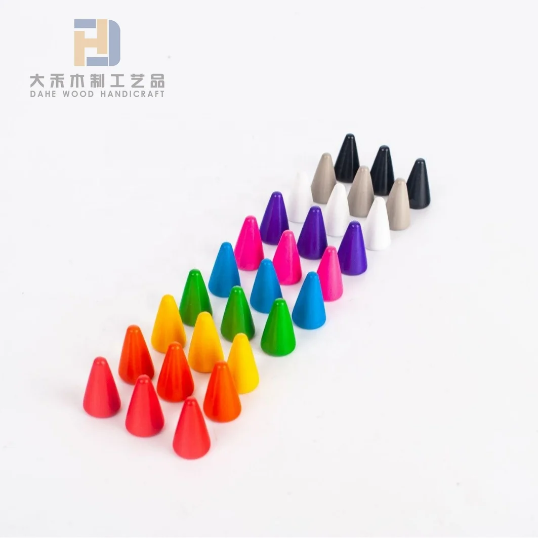 Multi-color Wooden Cone Meeple Custom Wood Conical Pawns Chess Pawn Pieces for Board Game Playing Parts Tokens