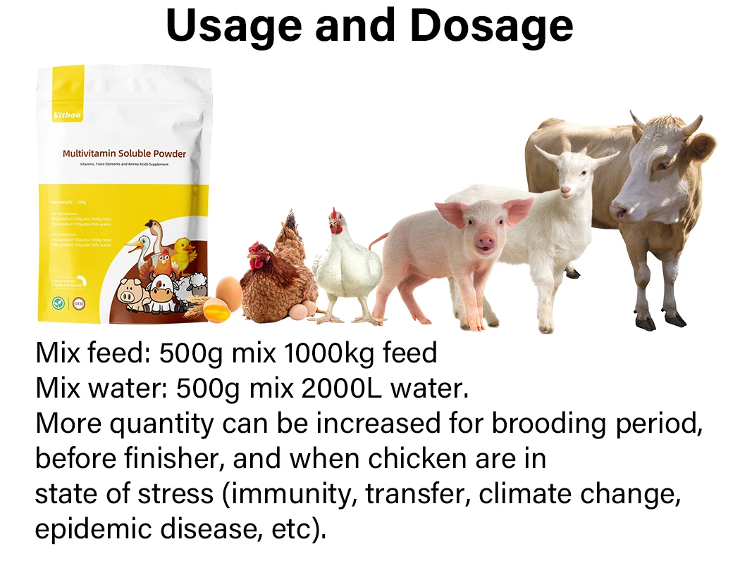 Chicken Anti-stress Additives Multivitamins Powder for Animals Vitamin Acid for Poultry