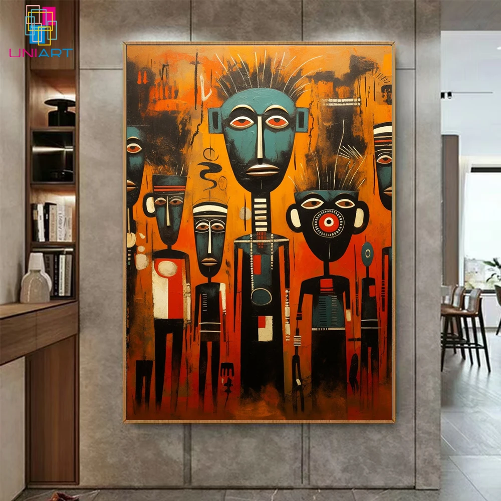 UNIART Abstract Wall Artwork African Mythology Wall Decor African Patterns Art African Gods Symbols Modern Wall Art