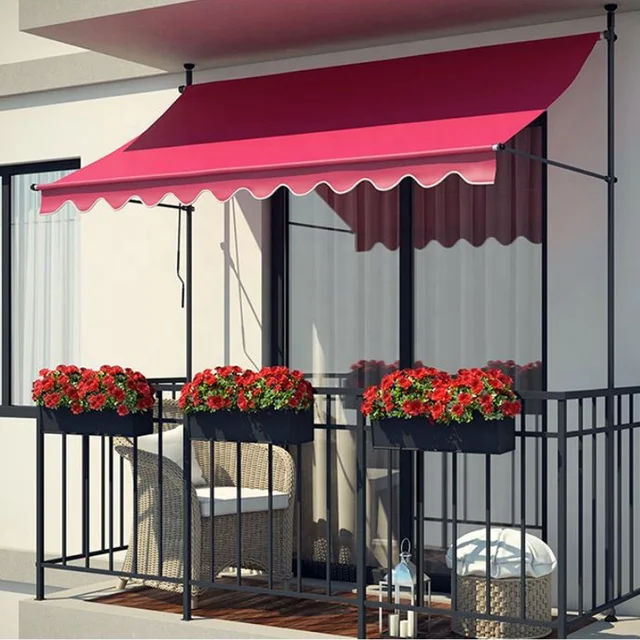 2.5*1.2m Pillar type awning Outdoor Patio Garden Canopy Shade Balcony patio retractable awning Aluminum Alloy