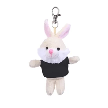 Customized Black Clothing Plush Rabbit Bunny Soft Hairy Cute Stuffed Keychain Toys