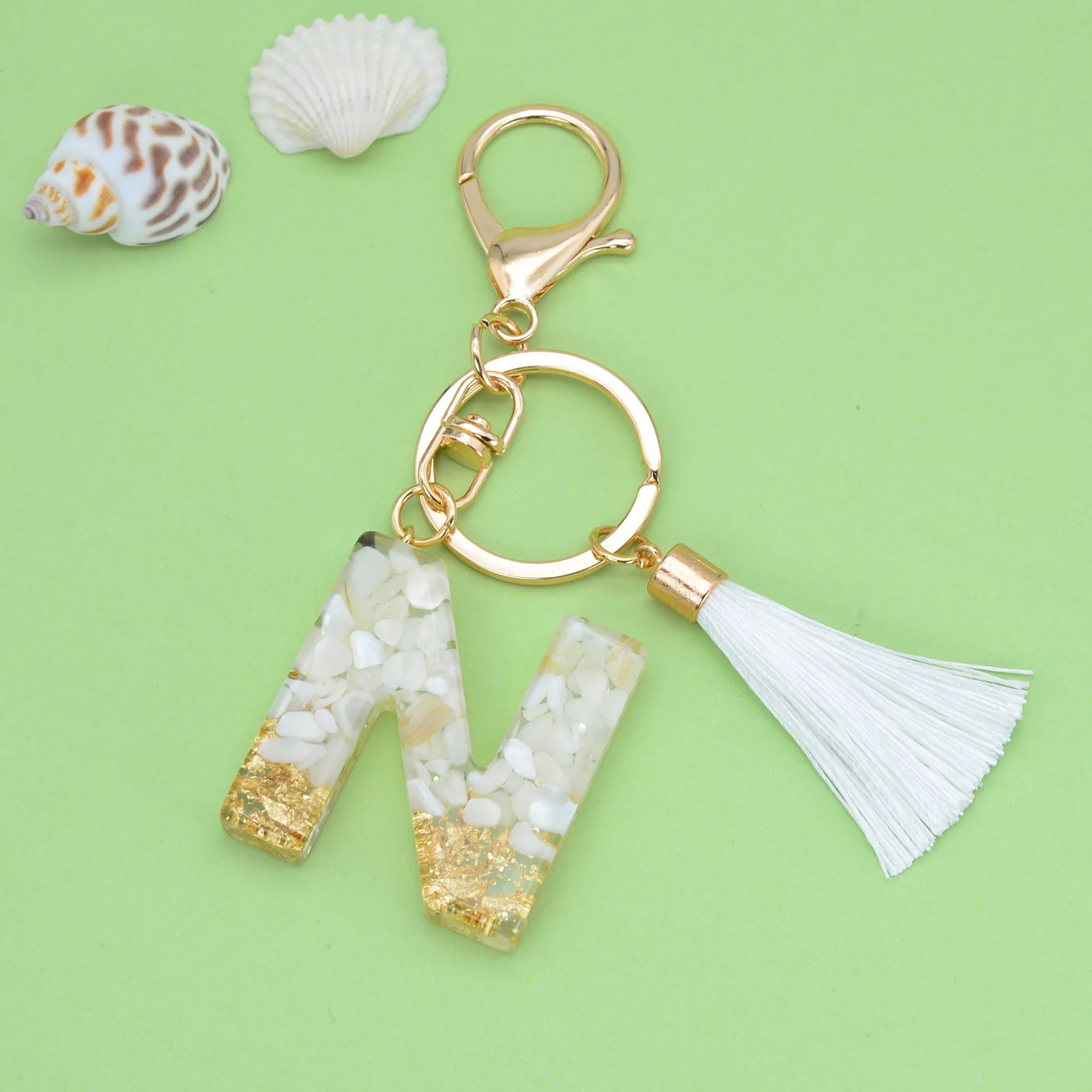 Pastel Tie Dye, Pastel Keychain, A-Z Resin Letter, Tassel, Initial