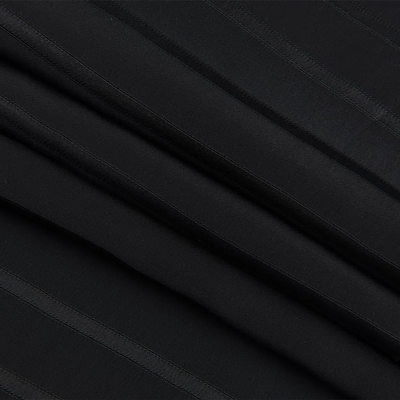 Ацетатная вискоза, черная шелковая полосатая ткань для одежды