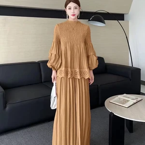 Heavy Crafted Women's Ruffled Set - Solid Color Miyake Large Size Two-Piece Set - High-Quality Texture