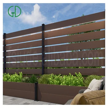 GD brown led lights modern fancy diy aluminum ornamental garden square tube wood wpc composite fence 8 10 ft 6 feet