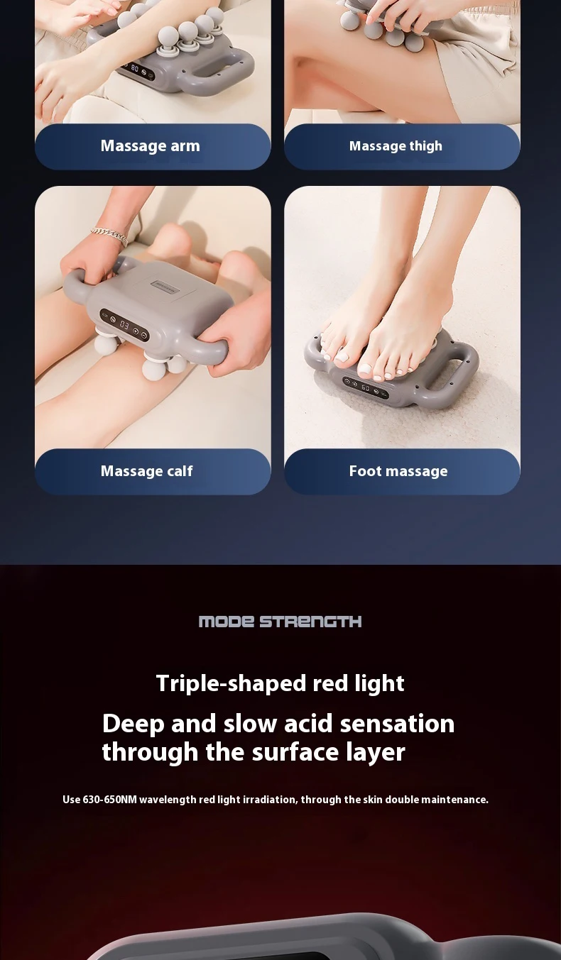 8-Head Liquid Crystal Fascia Gun Hot Compress Massager Deep Percussion Massage Whole Body Muscles Relaxing Waist Back Muscles