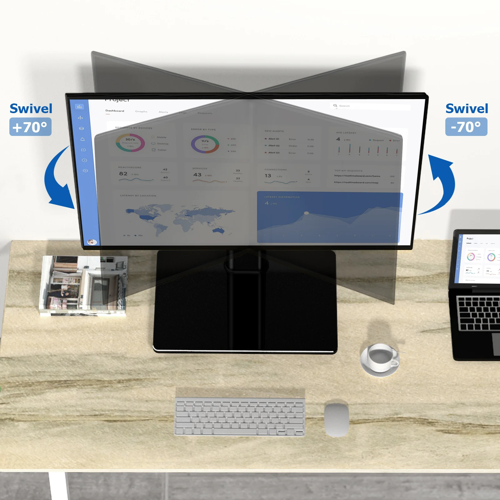 Single Computer Monitor Freestanding Desk Stand Mount Riser For 13 To