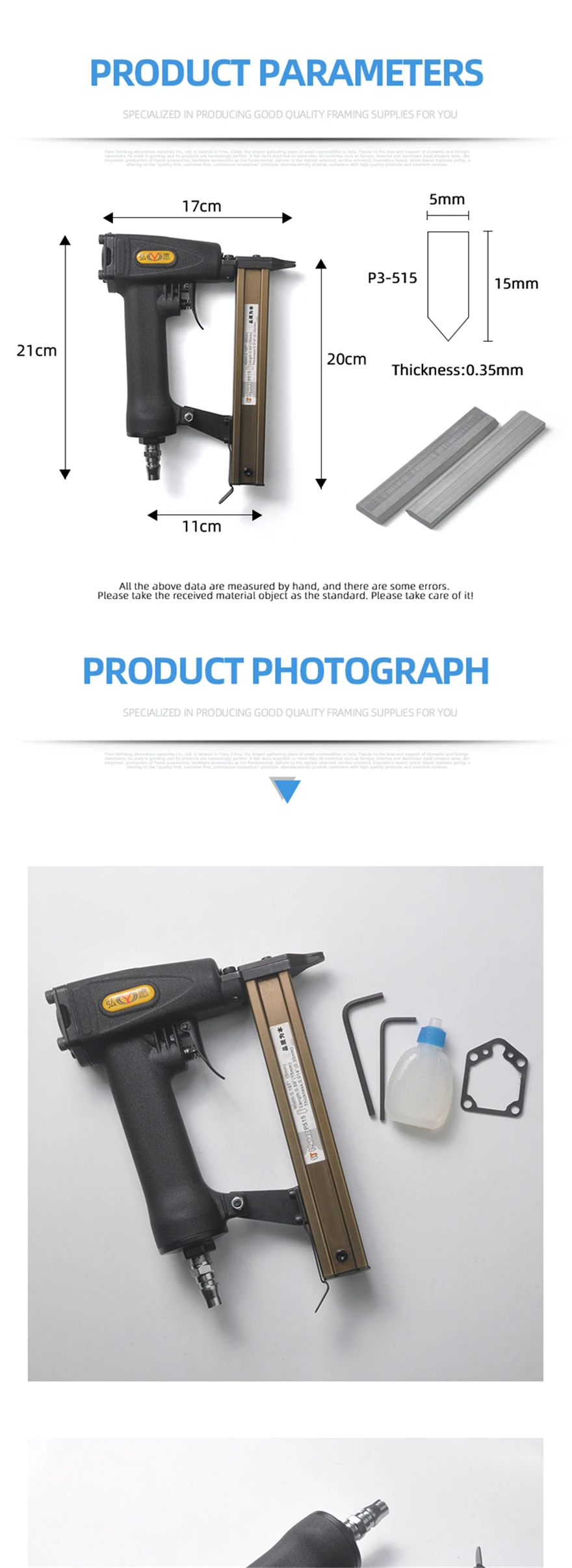 Ts D06 Black Flexi Point Nailer Flexi Pin Driver Pneumatic Nail Driver