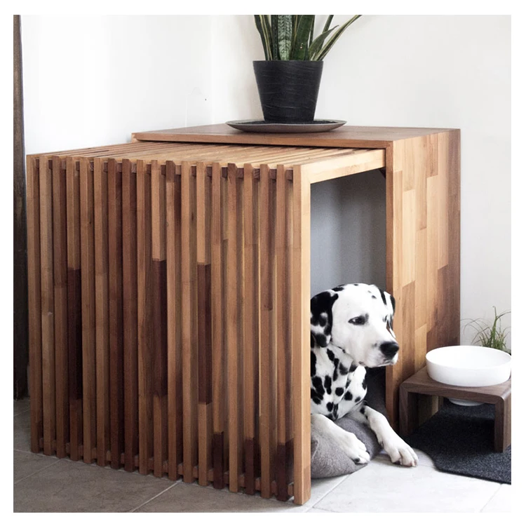 Oak Solid Wood Luxury Dog Kennel Furniture Indoor Use Furniture Style Dog Crate Living Room Table Sleeping Dog house