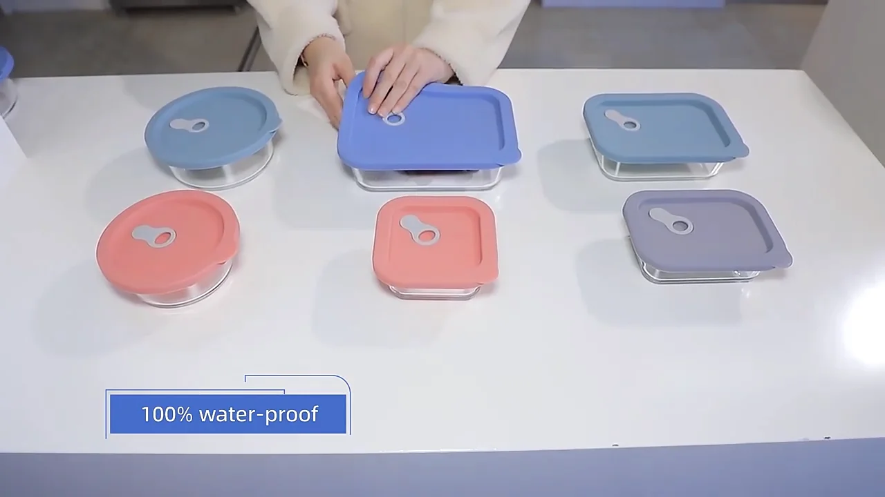 Linuo Reusable Glass Food Storage Container Airtight Food Container Lunch Box Bento Silicone