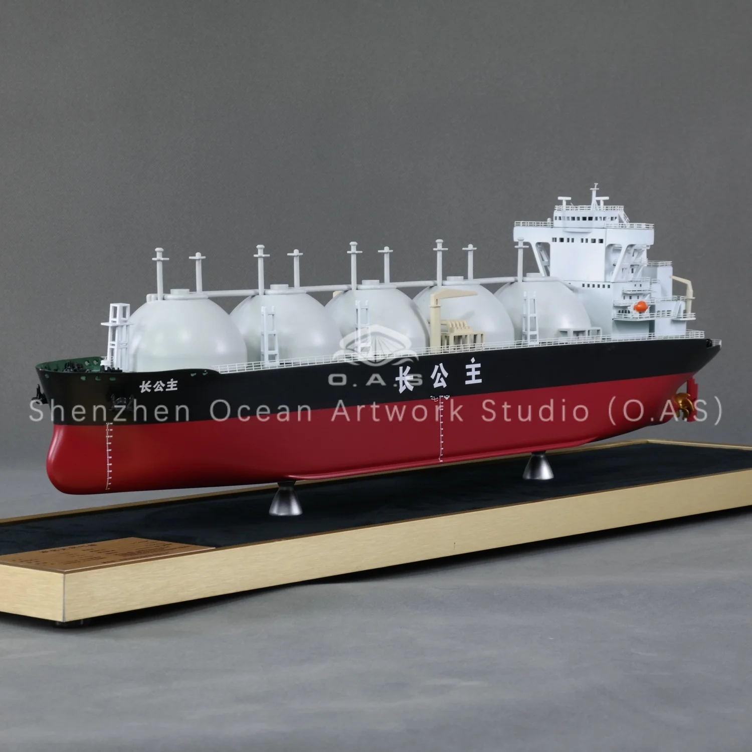 【L】O.A.S Fabrik Håndlavet Høj kvalitet Gasskibssmodel Brugerdefineret 65cm ZGZ LNG-skipssmodel til forretningsgaver