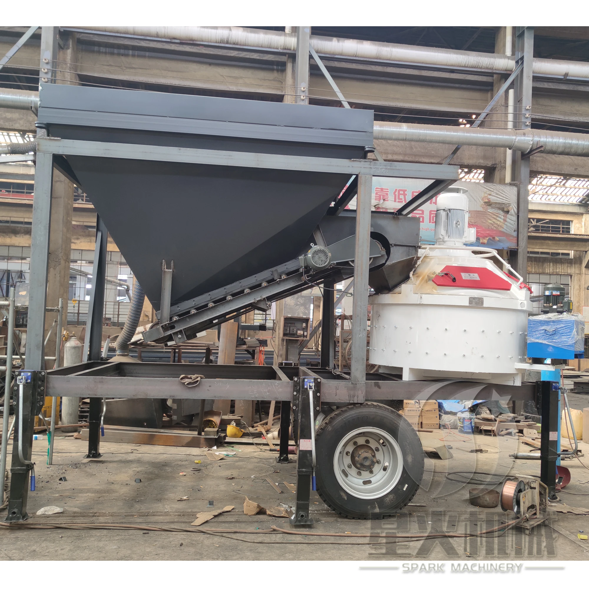 Small 20-30m3/h Mini Prefabricated Mobile Concrete Production Batching Mixing Plant for Beton with the Powder Storage Silo