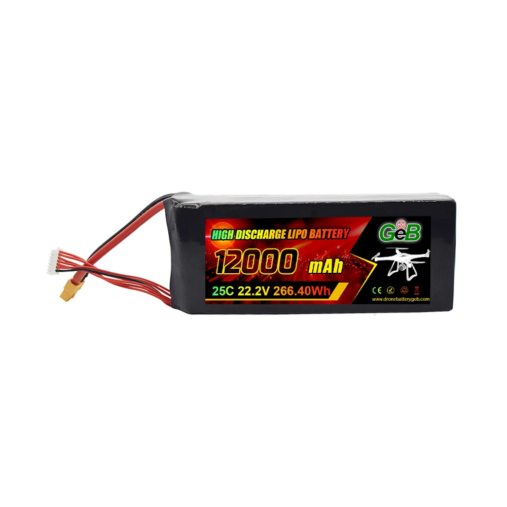 25C GEB 工場価格 Lipo ドローン バッテリー 6S 12000mah ドローン バッテリー 22.2V 6S 25C ドローン用充電式 Lipo バッテリー