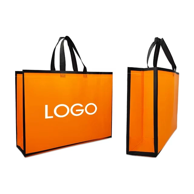 OEM/ODM Eco Friendly RPET Non Woven Grocery Tote Fabric Shopping Bag Custom Laminated Nonwoven factory