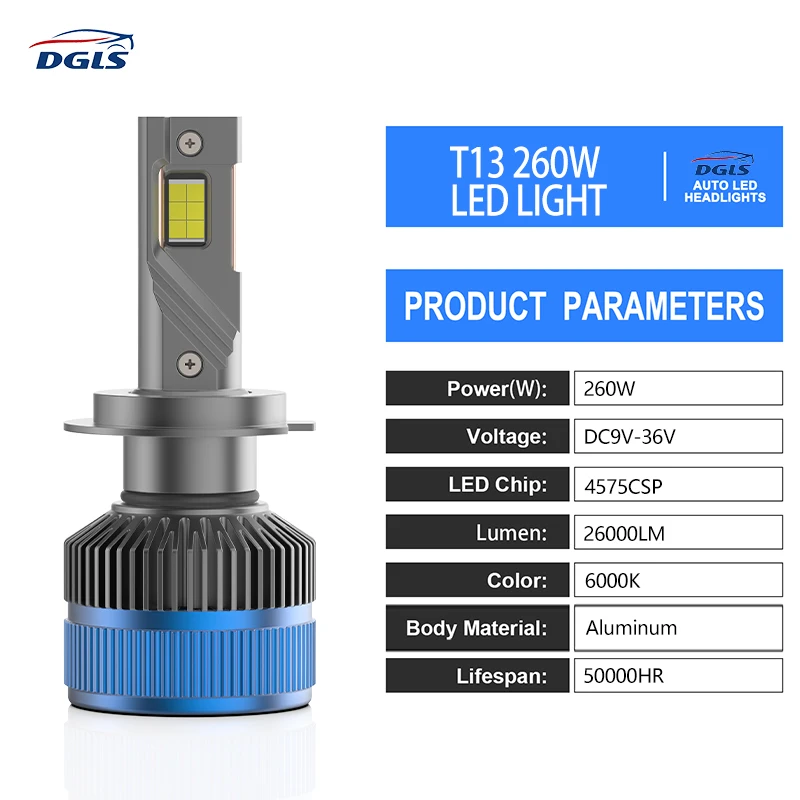 DGLS T13 Led Headlights 400w 40000lm Super Bright T4 Led Headlights H1 H4 H7 H11 Led Headlight Bulb H11 for toyota Innova