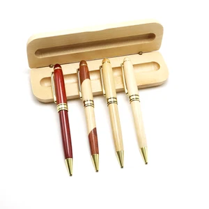 Advertising Normal Shape 1.0MM Writing Box Packaging Black Ink Wood Bamboo Ballpoint Ball Pen