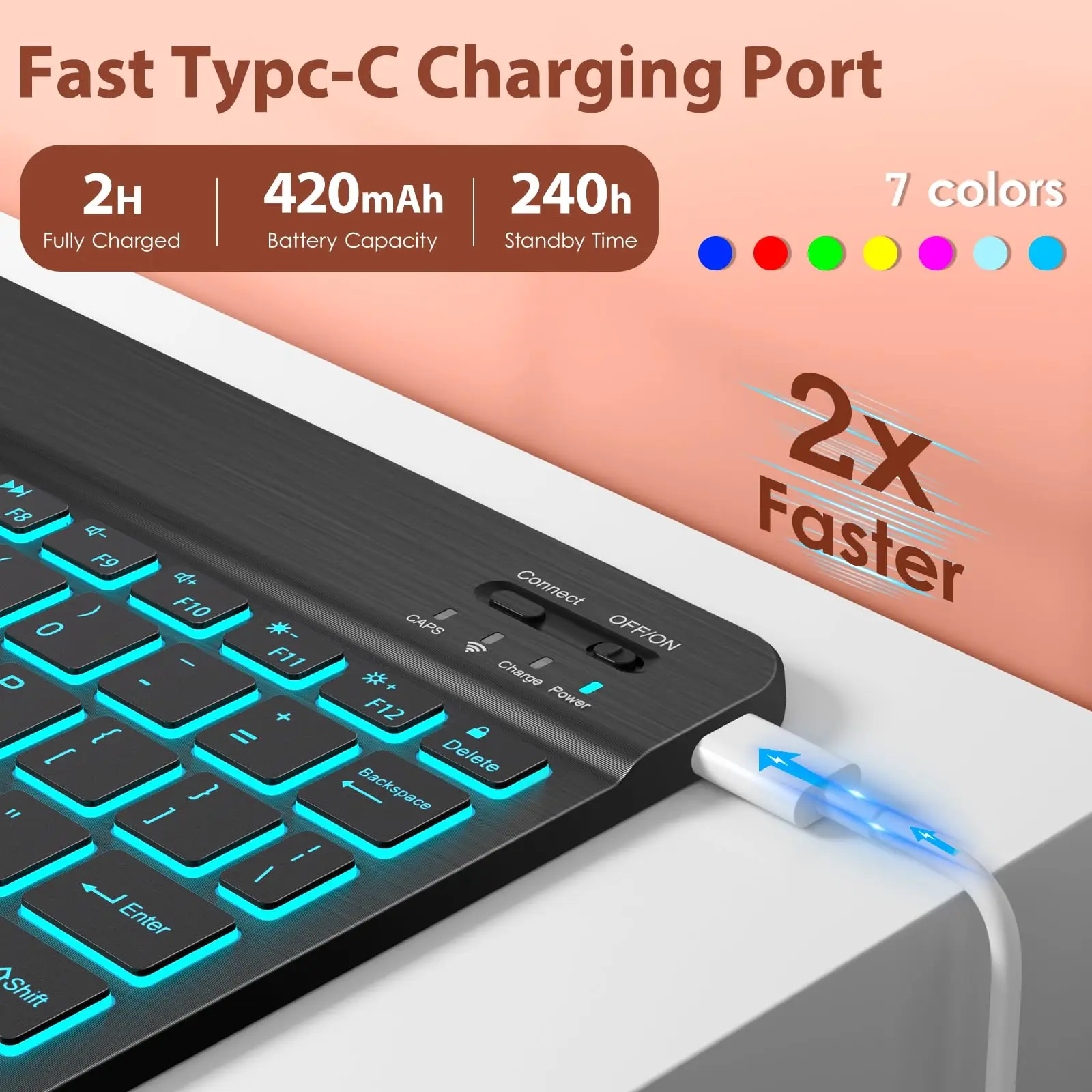 product laudtec for ipad 11th a16 case with keyboard backlit wireless detachable keyboard leather folio cover with pencil holder pocket-6