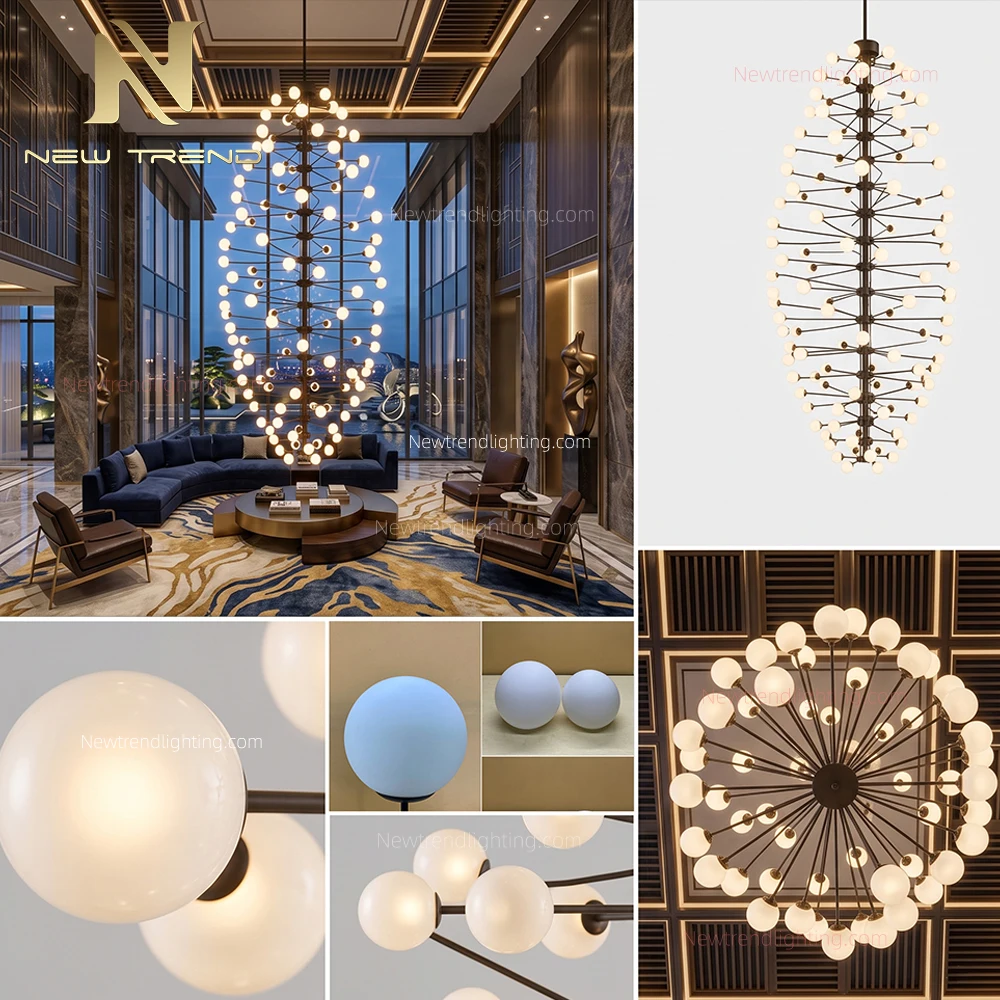 CPL-527 Bespoke Sculptural LED Chandelier – Custom Art Installation for Luxury Mall & Showroom