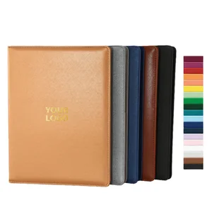 Small MOQ PU Leather Office Organizer Efficient Filing Document Holder Ring Binder File Folder Portfolio for Office Supplies