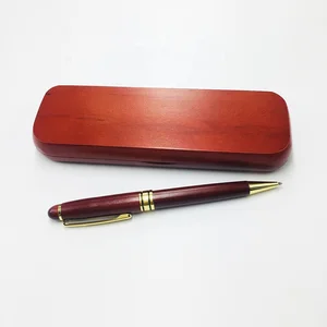 Hot Selling  Handmade Luxury Christmas Gift Red Wooden Ballpoint Pen with Custom logo Office Supplies Wood Ball Pen Set with Box