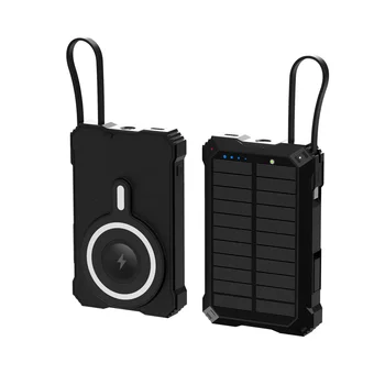 Solar Power Bank Wireless Magnetic Charging Solar Charger With Foldable Solar Panel  DC USB PD Outputs for Camping Emergency