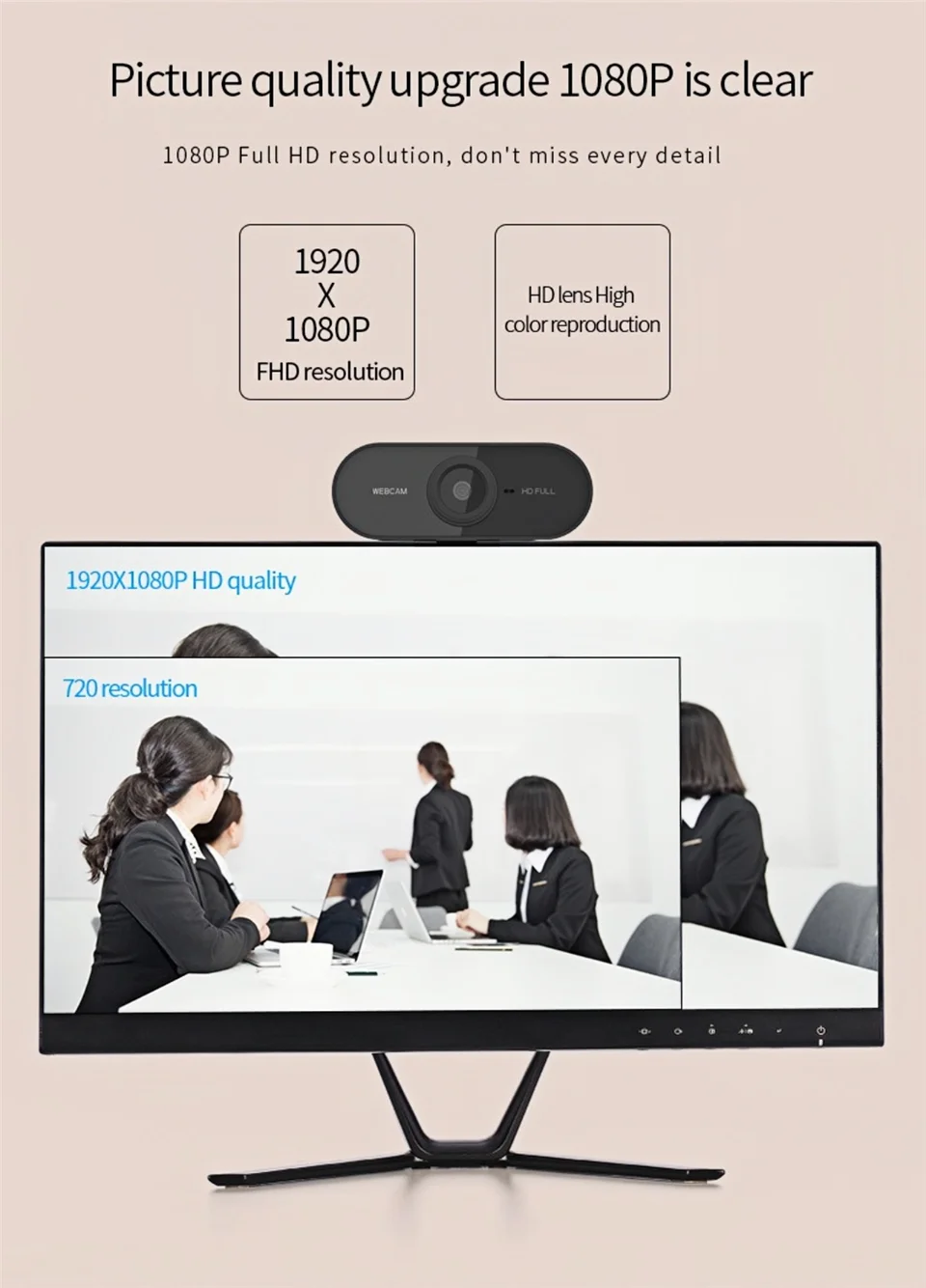 1080P Full HD Mini Webcam with Microphone,Laptop Desktop Computer USB Web Cam Camera Gamer Live Video Call Conference Streaming