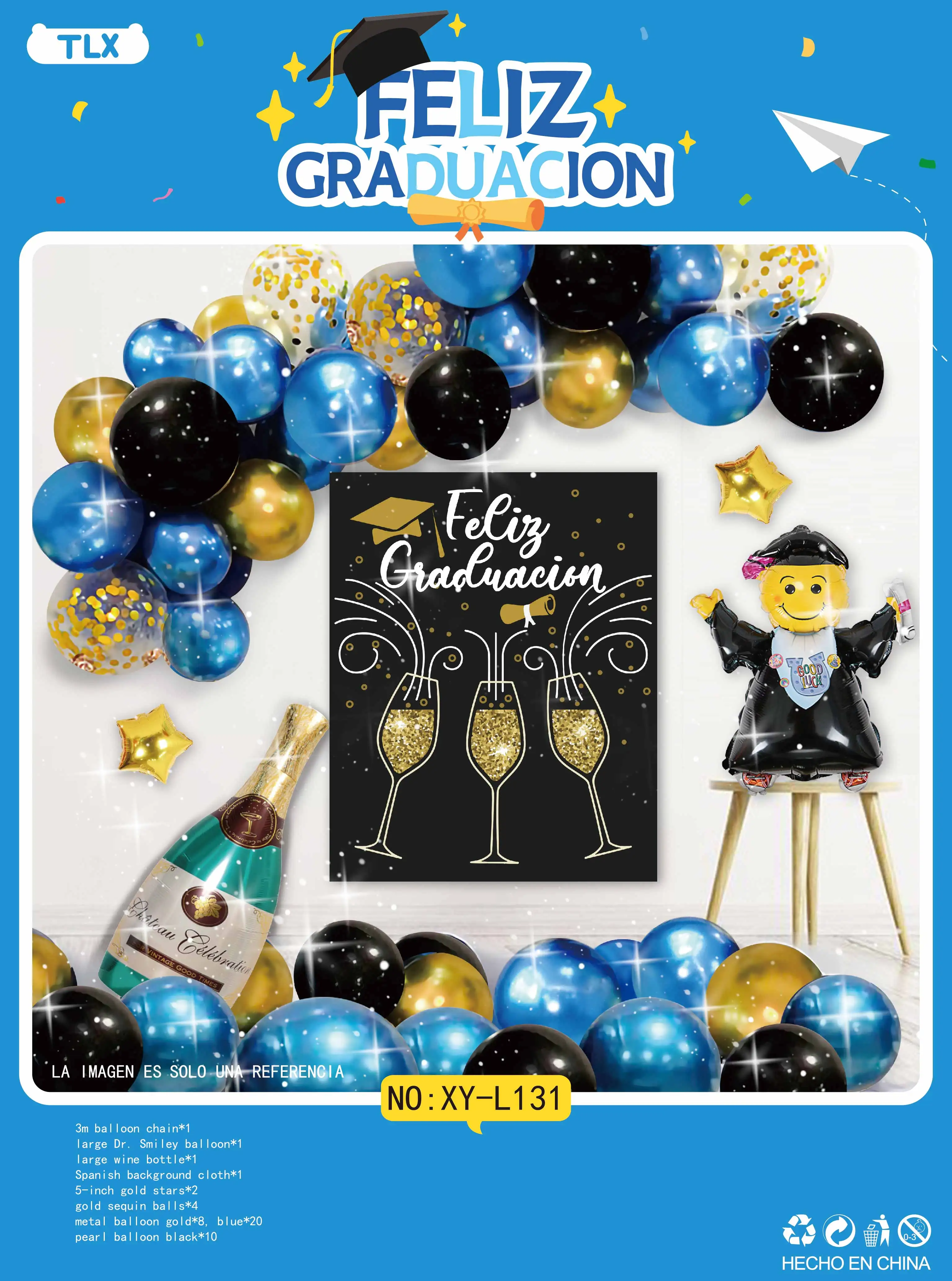 Kit de decoración para habitación, globos de graduación dorados y blancos,  suministros de fiesta de graduación, decoración para fiesta de graduación y 