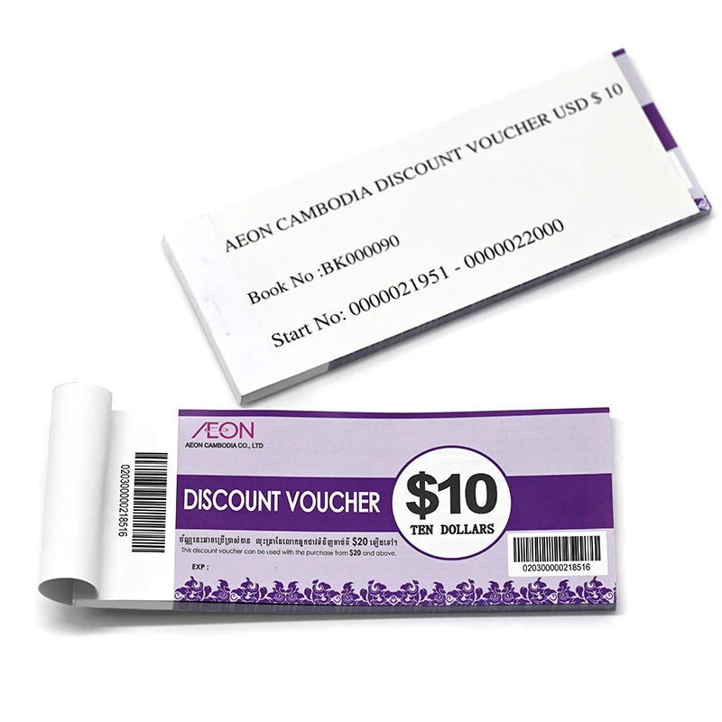 Индивидуальная печать, брошюра на ваучер со скидкой против подделки, оптовая продажа, купон, билет на ваучер для бизнеса