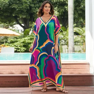 2026 Beach Printing Elegant Kaftan Home Wear Kaftan Dresses Women